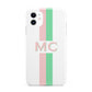Personalised Transparent Striped Pink Green iPhone 11 3D Tough Case