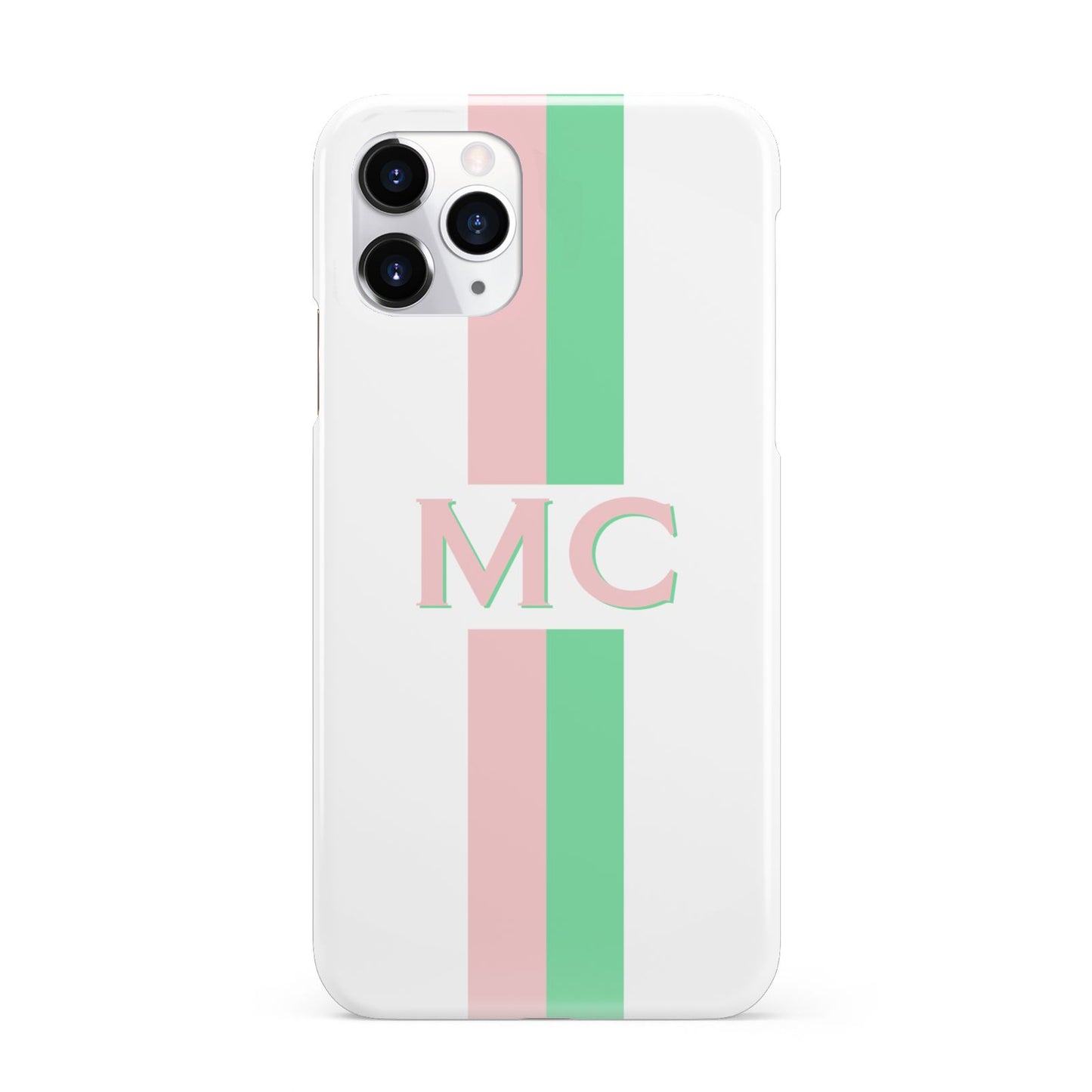Personalised Transparent Striped Pink Green iPhone 11 Pro 3D Snap Case