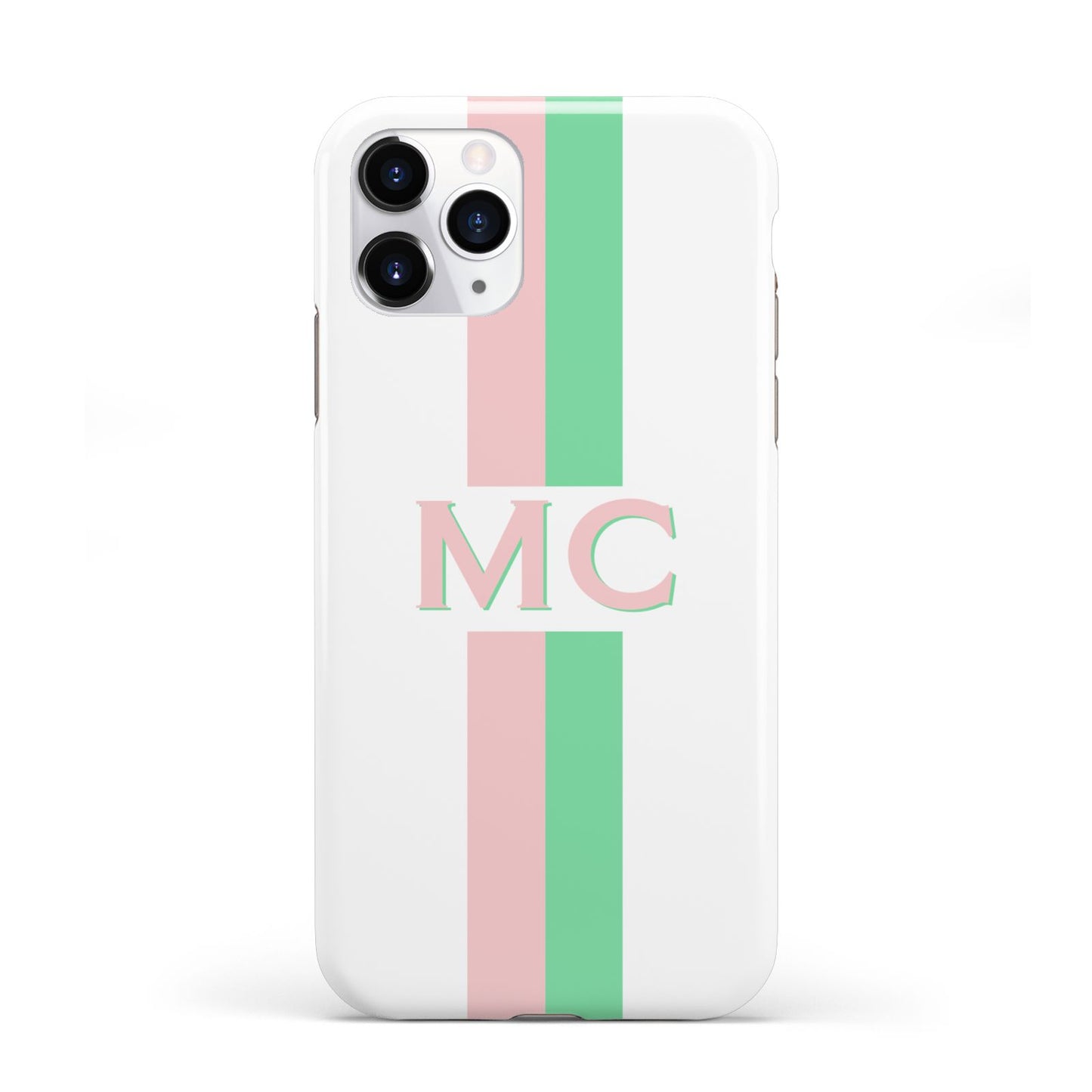 Personalised Transparent Striped Pink Green iPhone 11 Pro 3D Tough Case