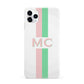 Personalised Transparent Striped Pink Green iPhone 11 Pro Max 3D Snap Case