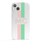 Personalised Transparent Striped Pink Green iPhone 13 Full Wrap 3D Snap Case