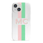 Personalised Transparent Striped Pink Green iPhone 13 Mini Full Wrap 3D Snap Case