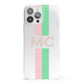 Personalised Transparent Striped Pink Green iPhone 13 Pro Max Full Wrap 3D Snap Case