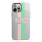 Personalised Transparent Striped Pink Green iPhone 13 Pro Max Full Wrap 3D Tough Case