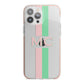 Personalised Transparent Striped Pink Green iPhone 13 Pro Max TPU Impact Case with Pink Edges
