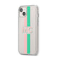 Personalised Transparent Striped Pink Green iPhone 14 Plus Clear Tough Case Starlight Angled Image