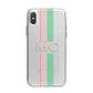 Personalised Transparent Striped Pink Green iPhone X Bumper Case on Silver iPhone Alternative Image 1
