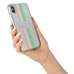 Personalised Transparent Striped Pink Green iPhone X Bumper Case on Silver iPhone Alternative Image 2