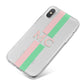 Personalised Transparent Striped Pink Green iPhone X Bumper Case on Silver iPhone