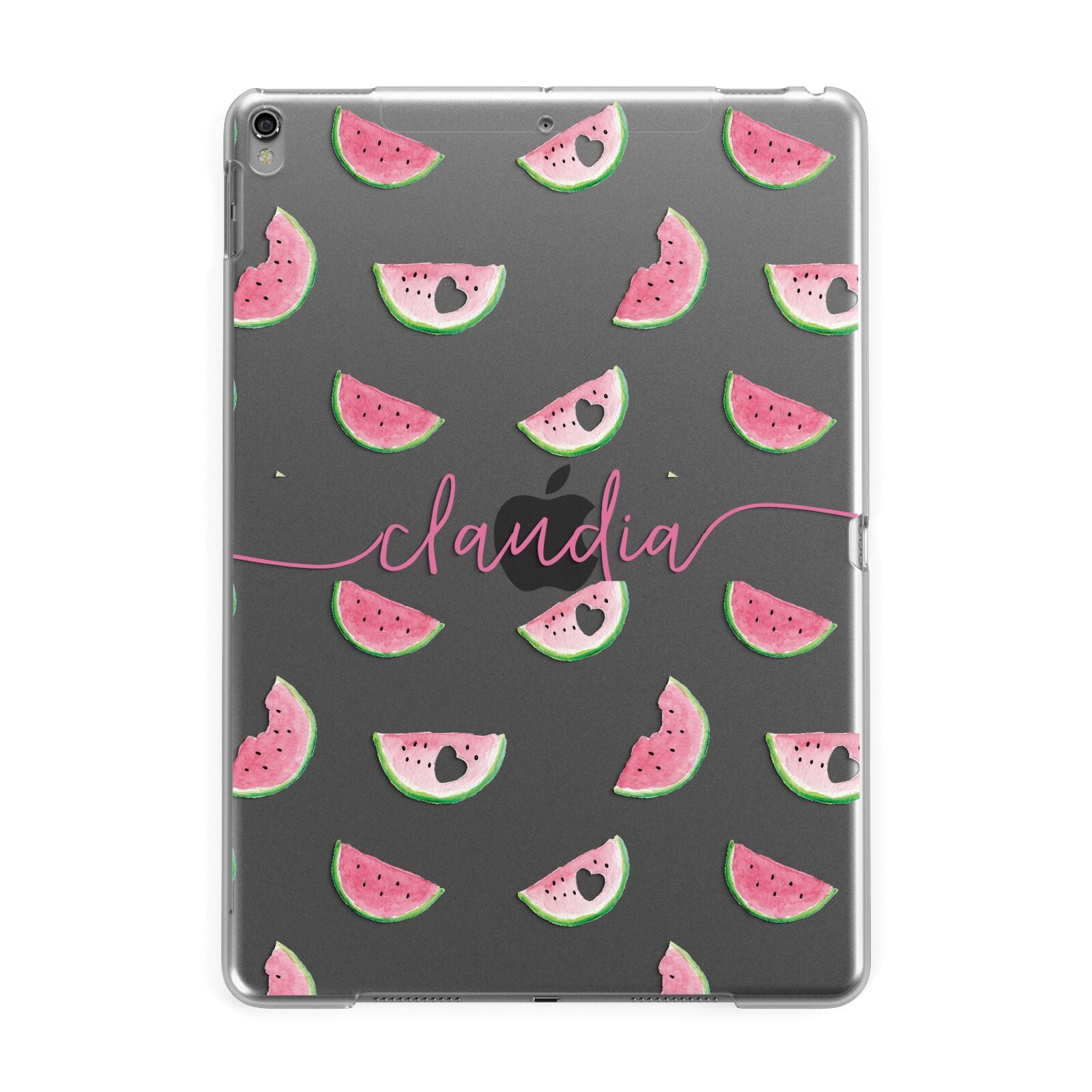 Personalised Transparent Watermelon Apple iPad Grey Case