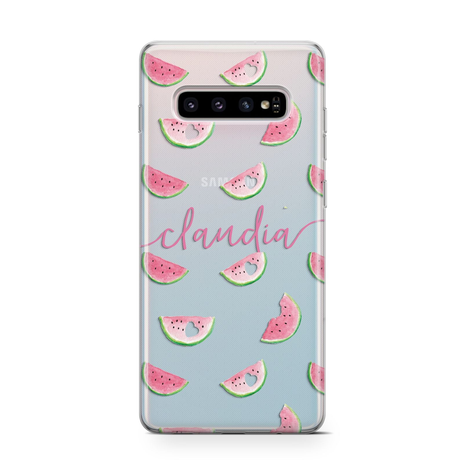Personalised Transparent Watermelon Samsung Galaxy S10 Case