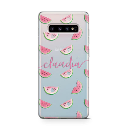 Personalised Transparent Watermelon Samsung Galaxy S10 Case