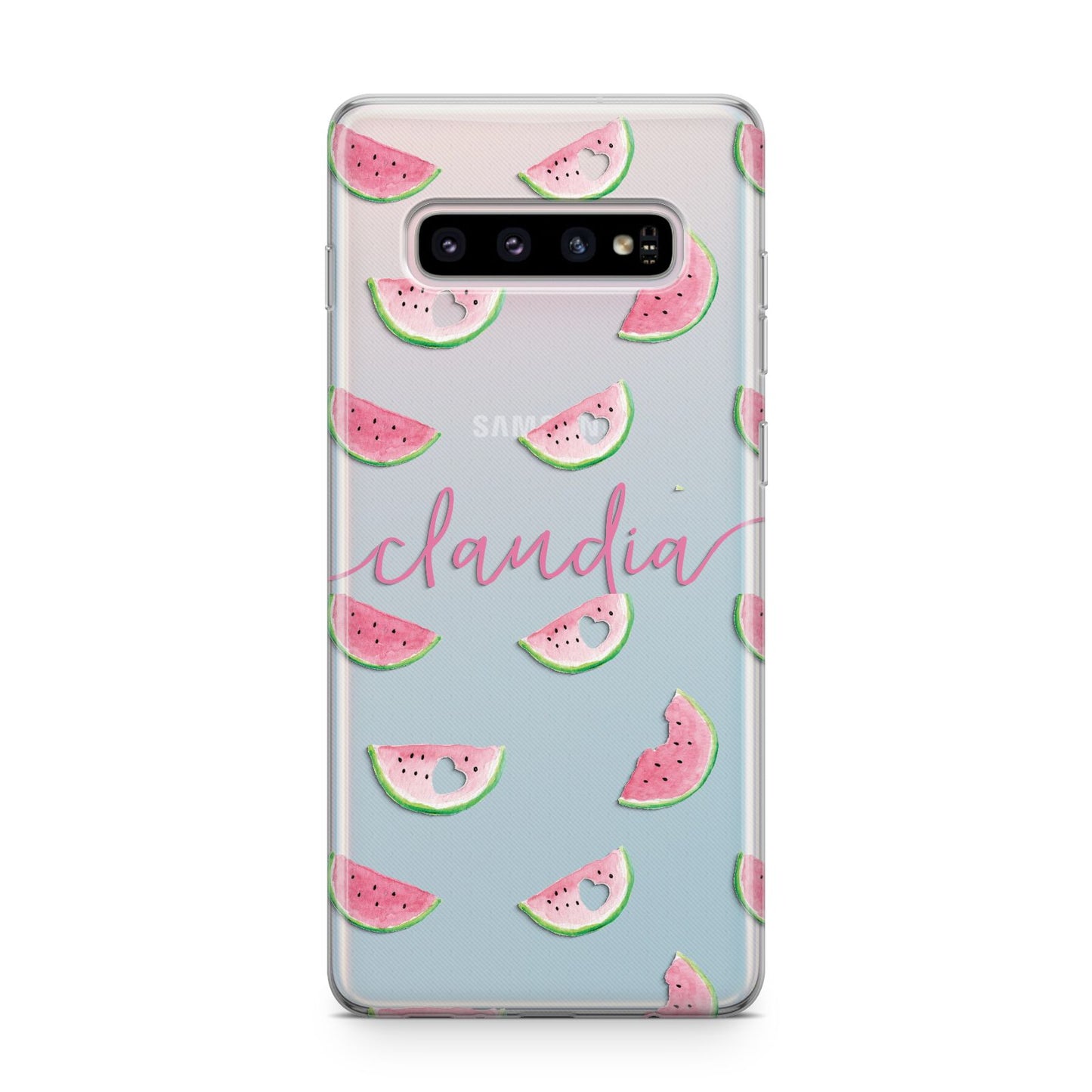 Personalised Transparent Watermelon Samsung Galaxy S10 Plus Case