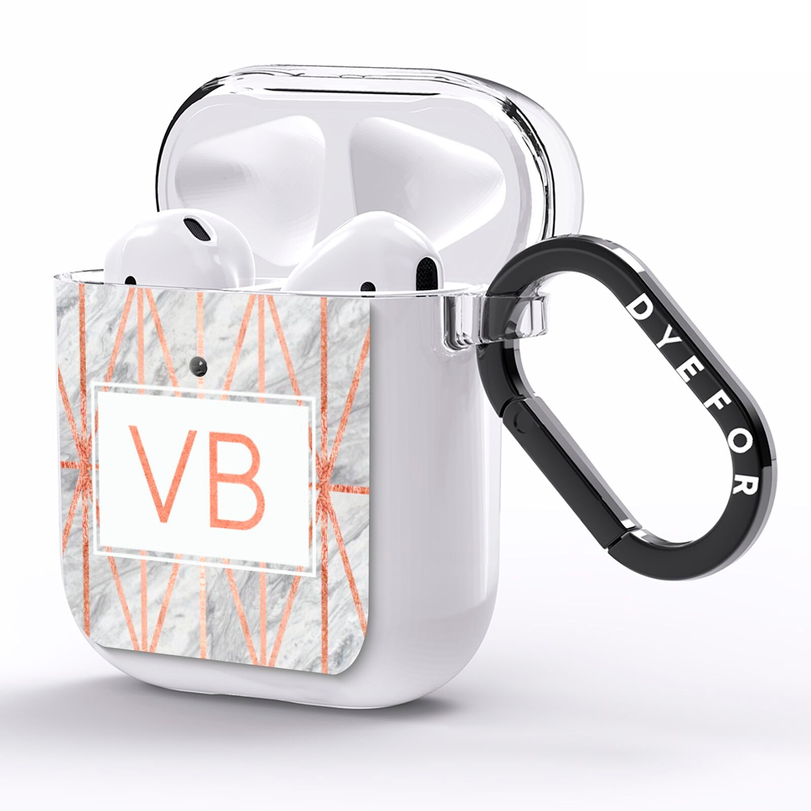 Personalised Triangular Marble Initials AirPods Clear Case Side Image