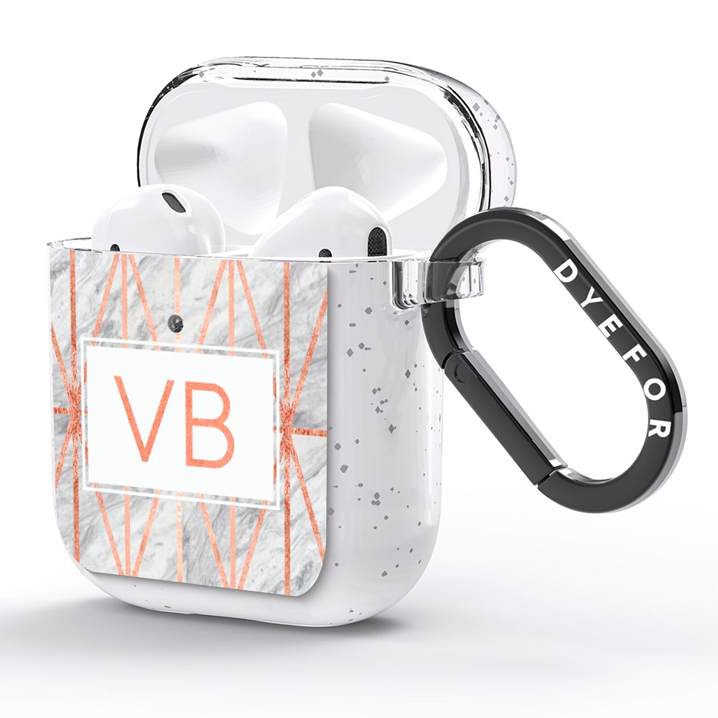 Personalised Triangular Marble Initials AirPods Glitter Case Side Image