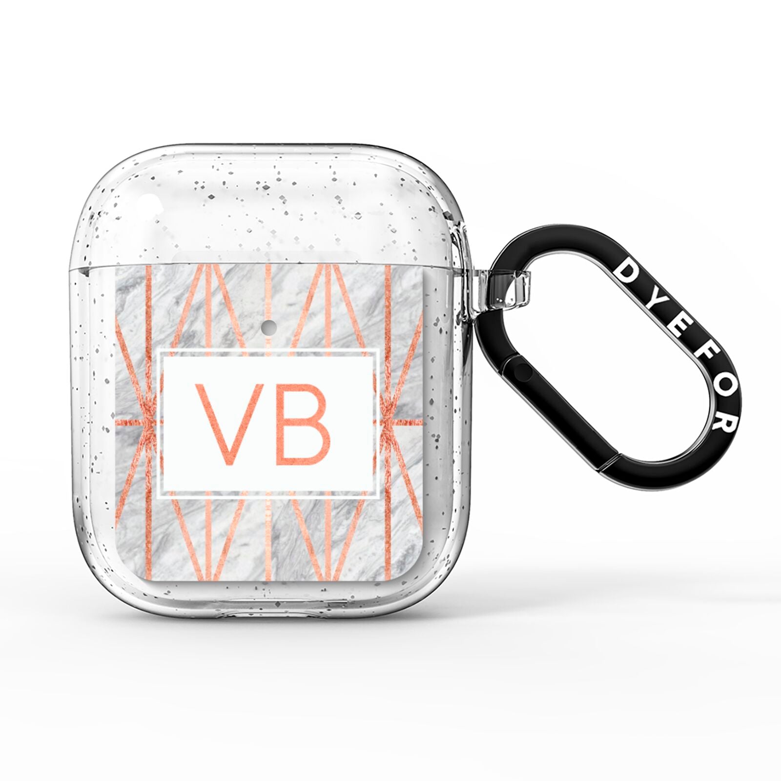 Personalised Triangular Marble Initials AirPods Glitter Case