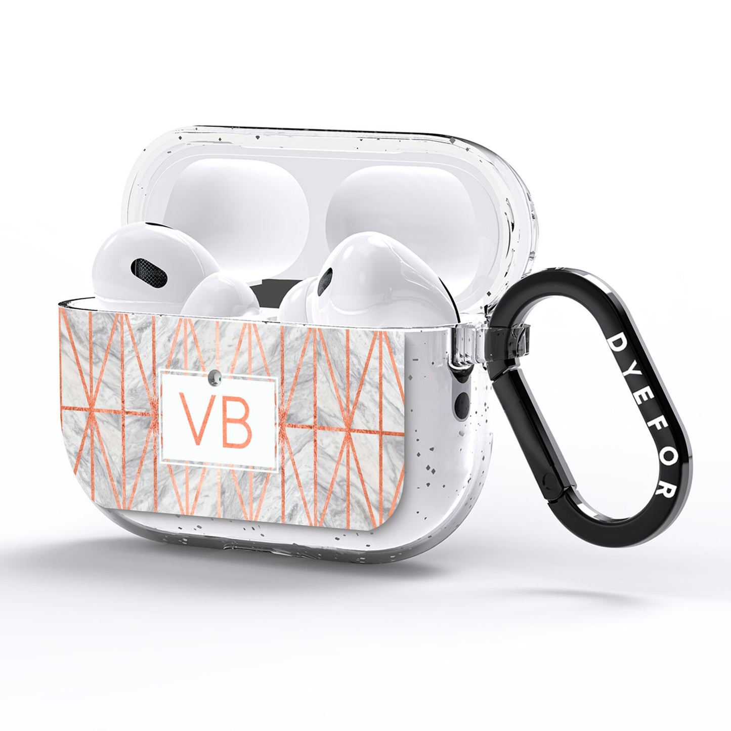 Personalised Triangular Marble Initials AirPods Pro Glitter Case Side Image