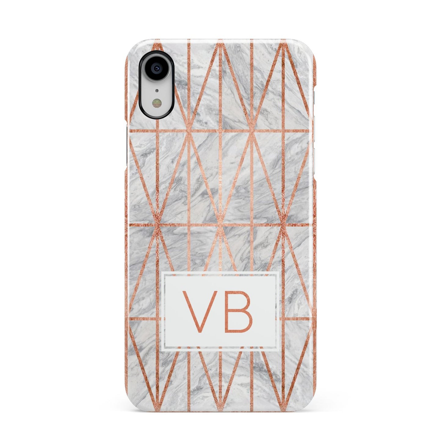 Personalised Triangular Marble Initials Apple iPhone XR White 3D Snap Case