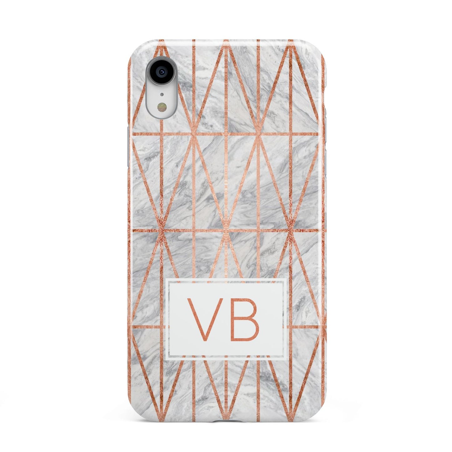 Personalised Triangular Marble Initials Apple iPhone XR White 3D Tough Case