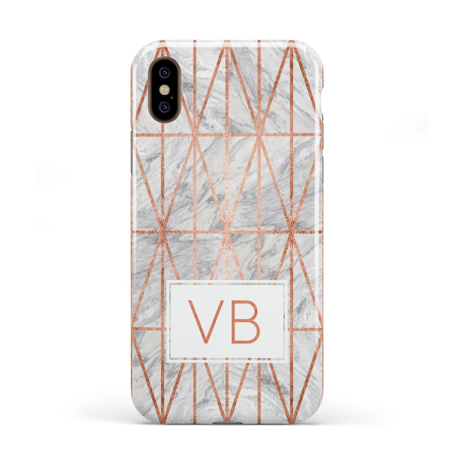 Personalised Triangular Marble Initials Apple iPhone XS 3D Tough