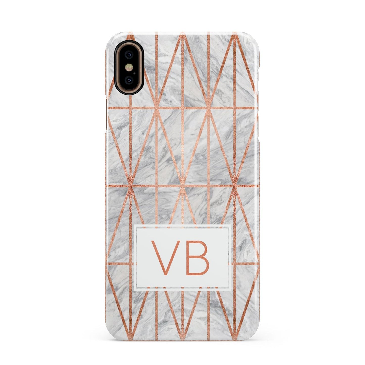 Personalised Triangular Marble Initials Apple iPhone Xs Max 3D Snap Case