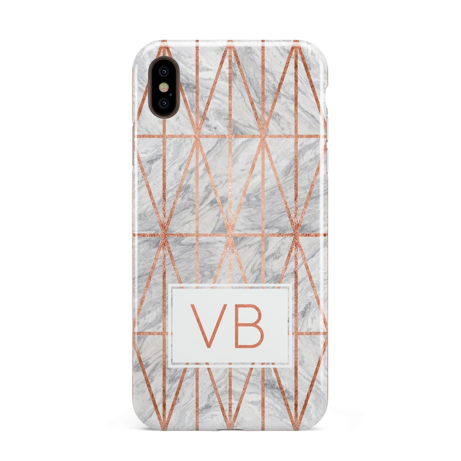 Personalised Triangular Marble Initials Apple iPhone Xs Max 3D Tough Case
