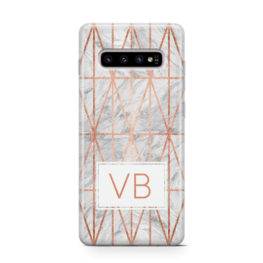Personalised Triangular Marble Initials Protective Samsung Galaxy Case