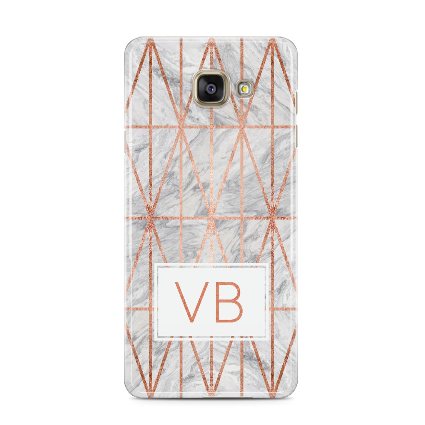 Personalised Triangular Marble Initials Samsung Galaxy A3 2016 Case on gold phone
