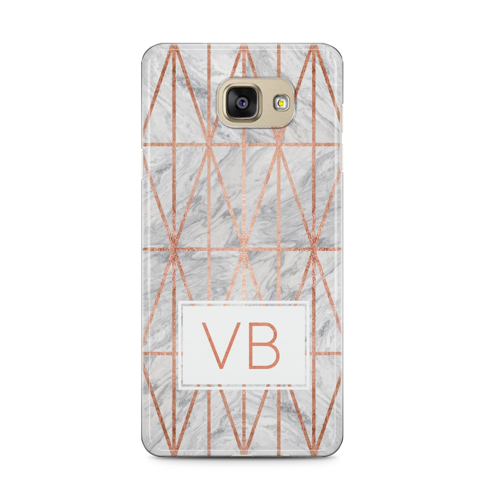 Personalised Triangular Marble Initials Samsung Galaxy A5 2016 Case on gold phone