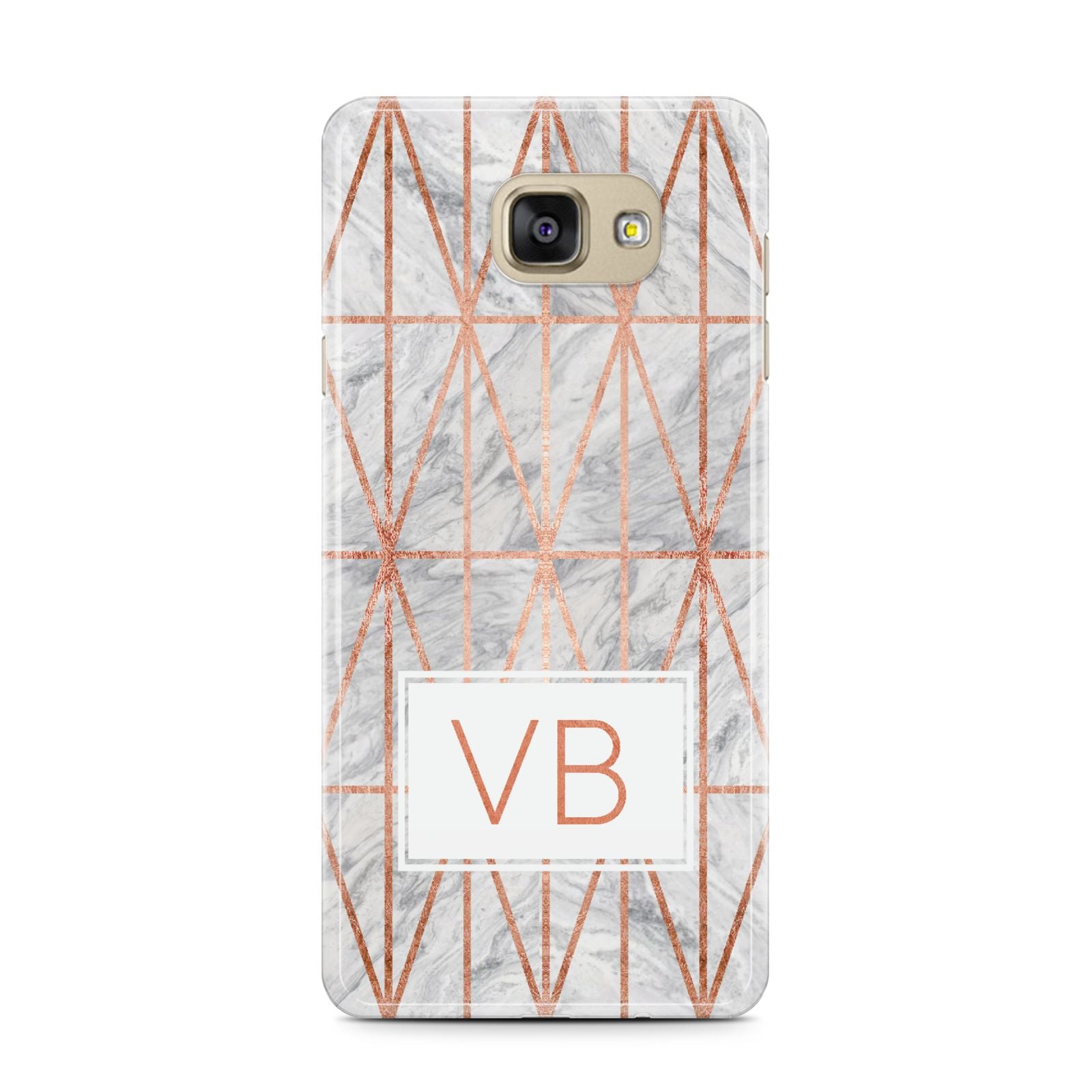 Personalised Triangular Marble Initials Samsung Galaxy A7 2016 Case on gold phone