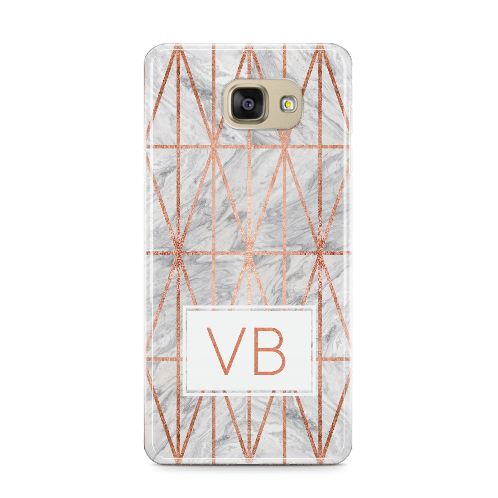 Personalised Triangular Marble Initials Samsung Galaxy A9 2016 Case on gold phone