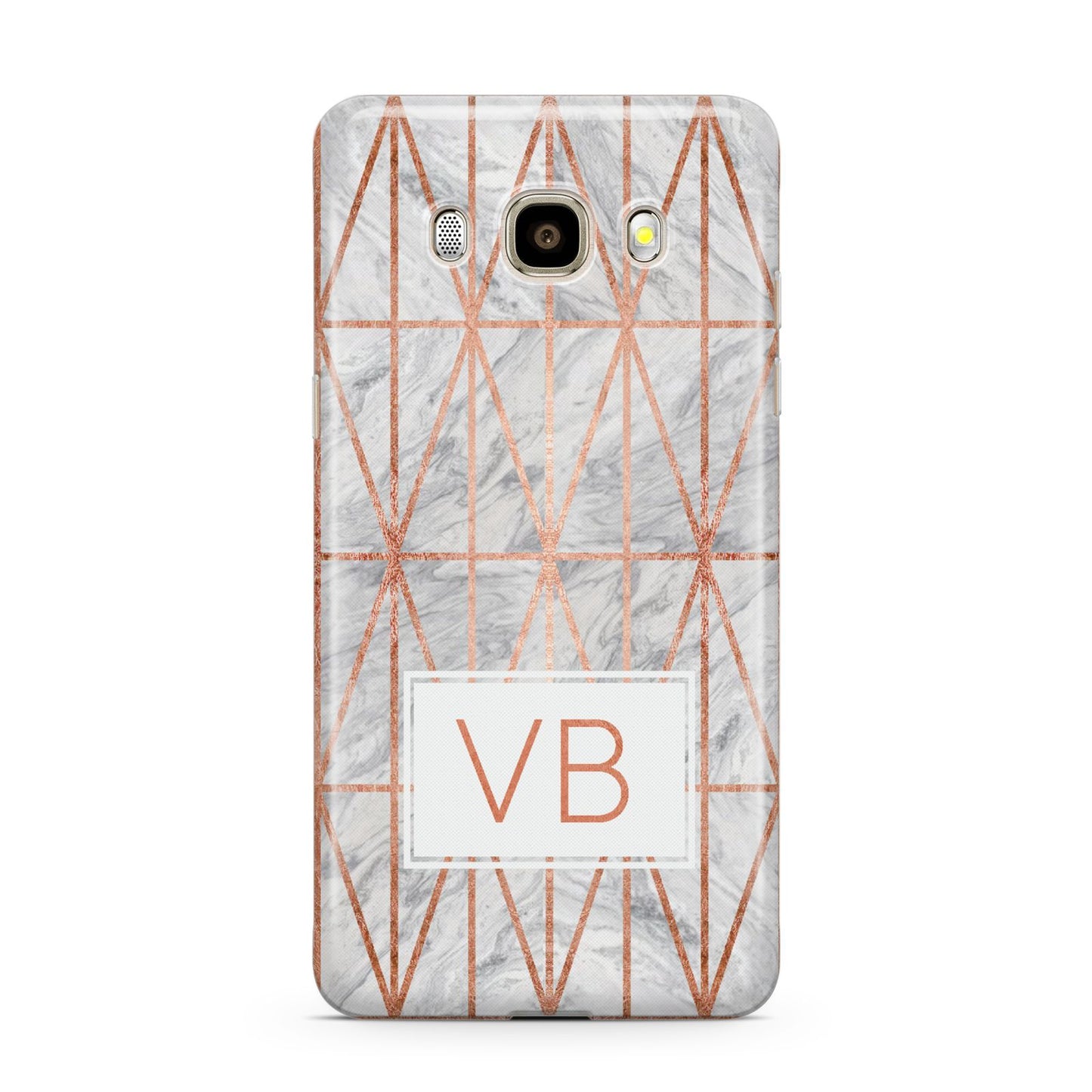 Personalised Triangular Marble Initials Samsung Galaxy J7 2016 Case on gold phone