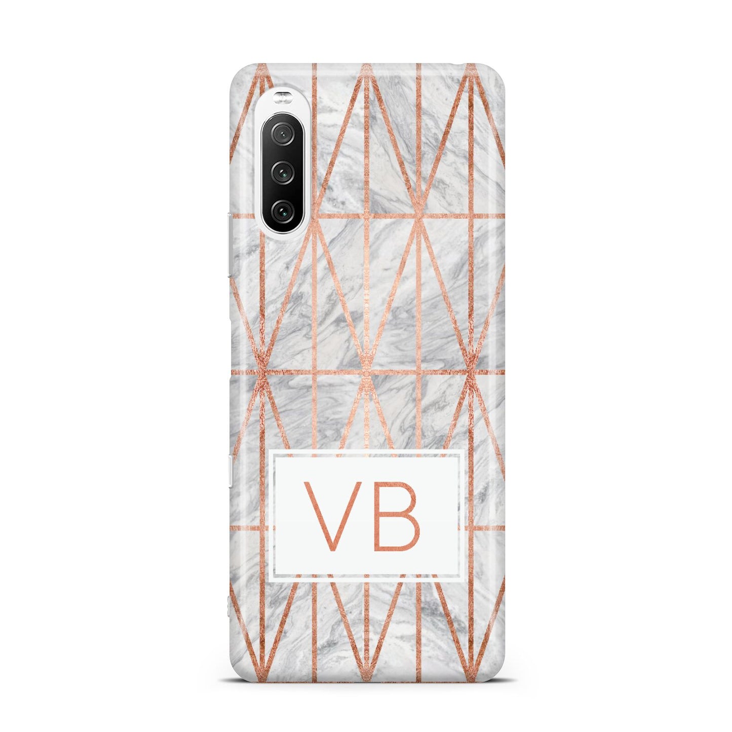 Personalised Triangular Marble Initials Sony Xperia 10 III Case