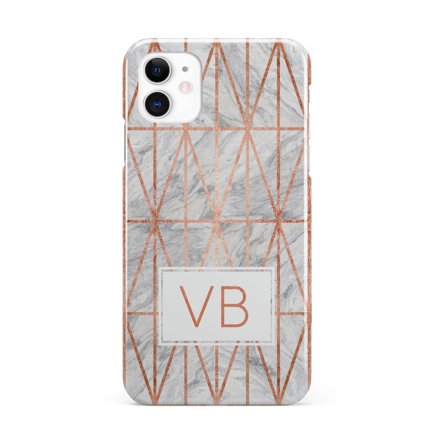 Personalised Triangular Marble Initials iPhone 11 3D Snap Case