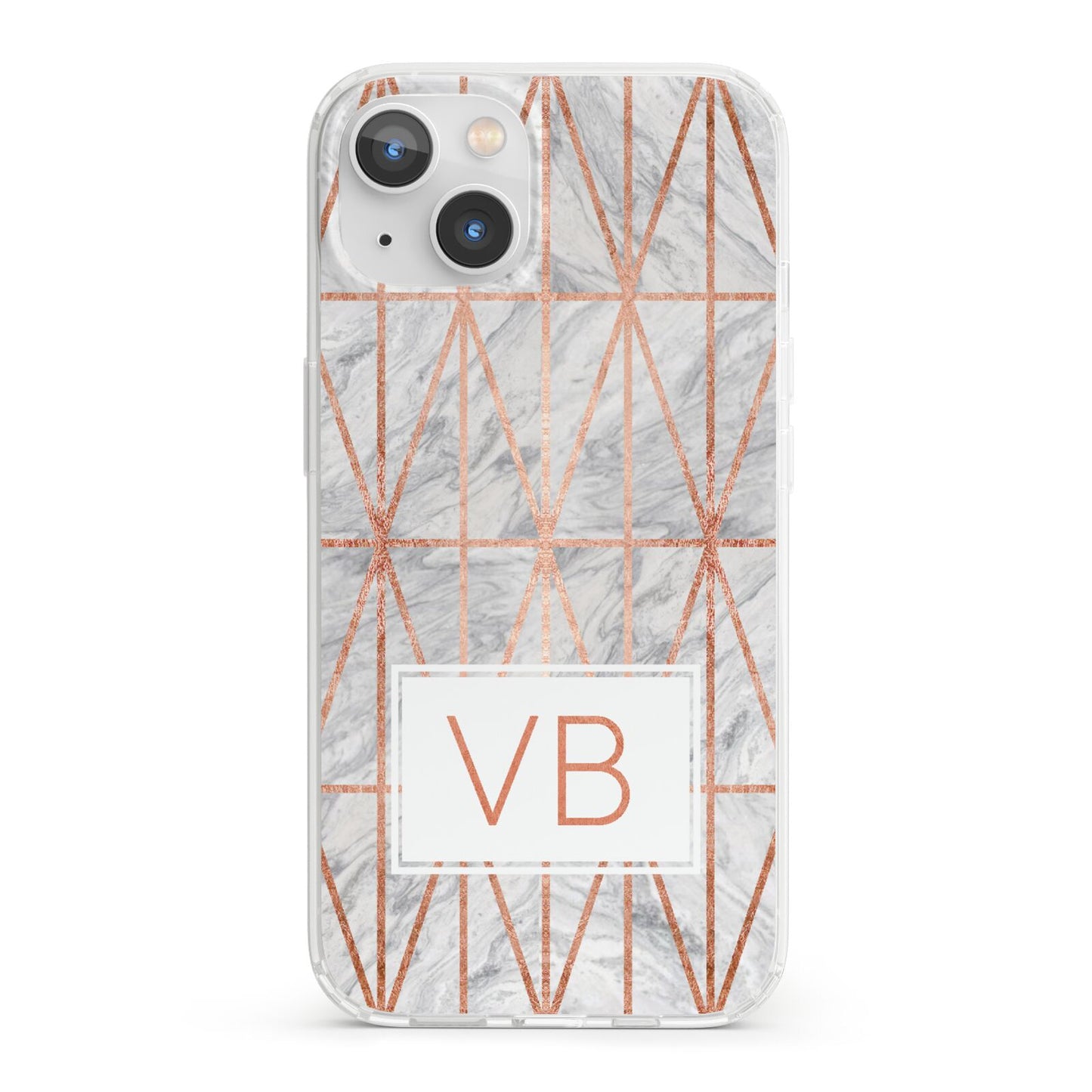 Personalised Triangular Marble Initials iPhone 13 Clear Bumper Case