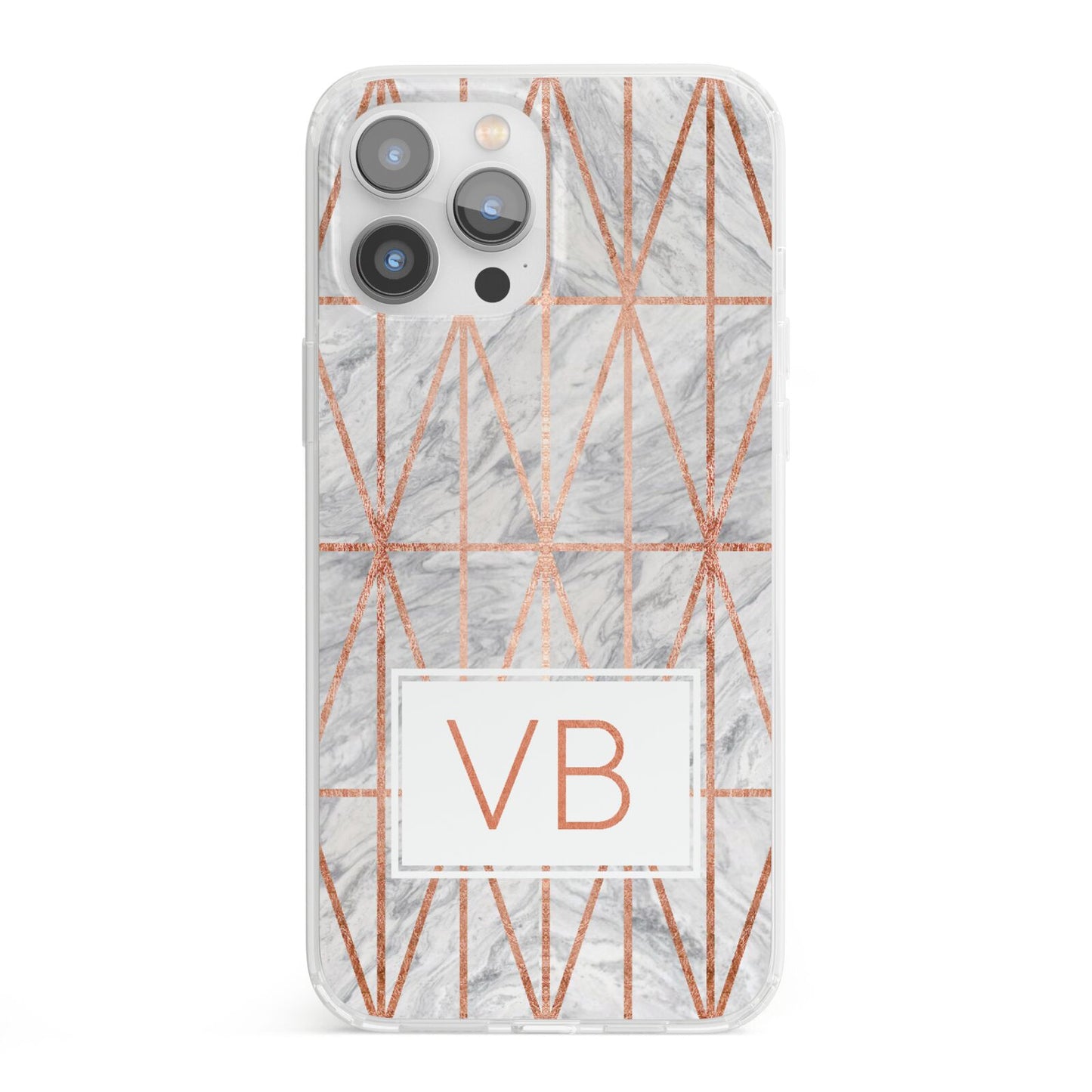 Personalised Triangular Marble Initials iPhone 13 Pro Max Clear Bumper Case