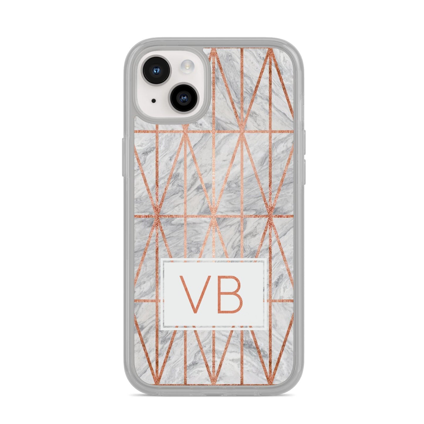 Personalised Triangular Marble Initials iPhone 14 Plus Clear Tough Case Starlight