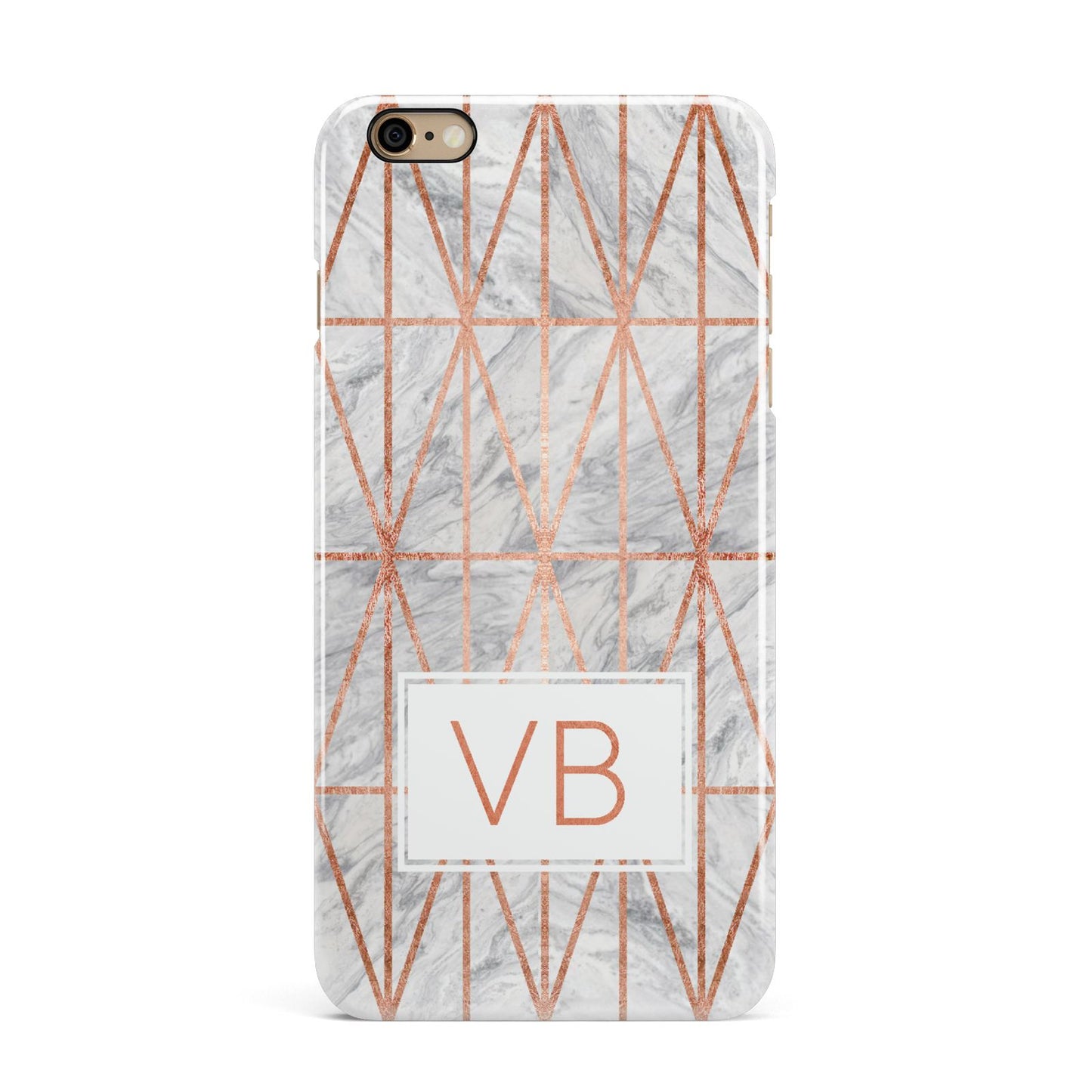Personalised Triangular Marble Initials iPhone 6 Plus 3D Snap Case on Gold Phone