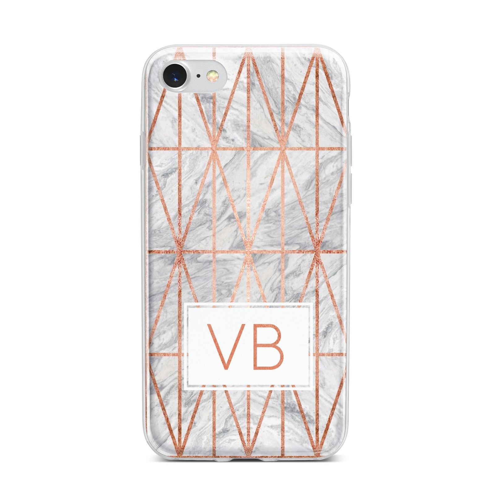 Personalised Triangular Marble Initials iPhone 7 Bumper Case on Silver iPhone