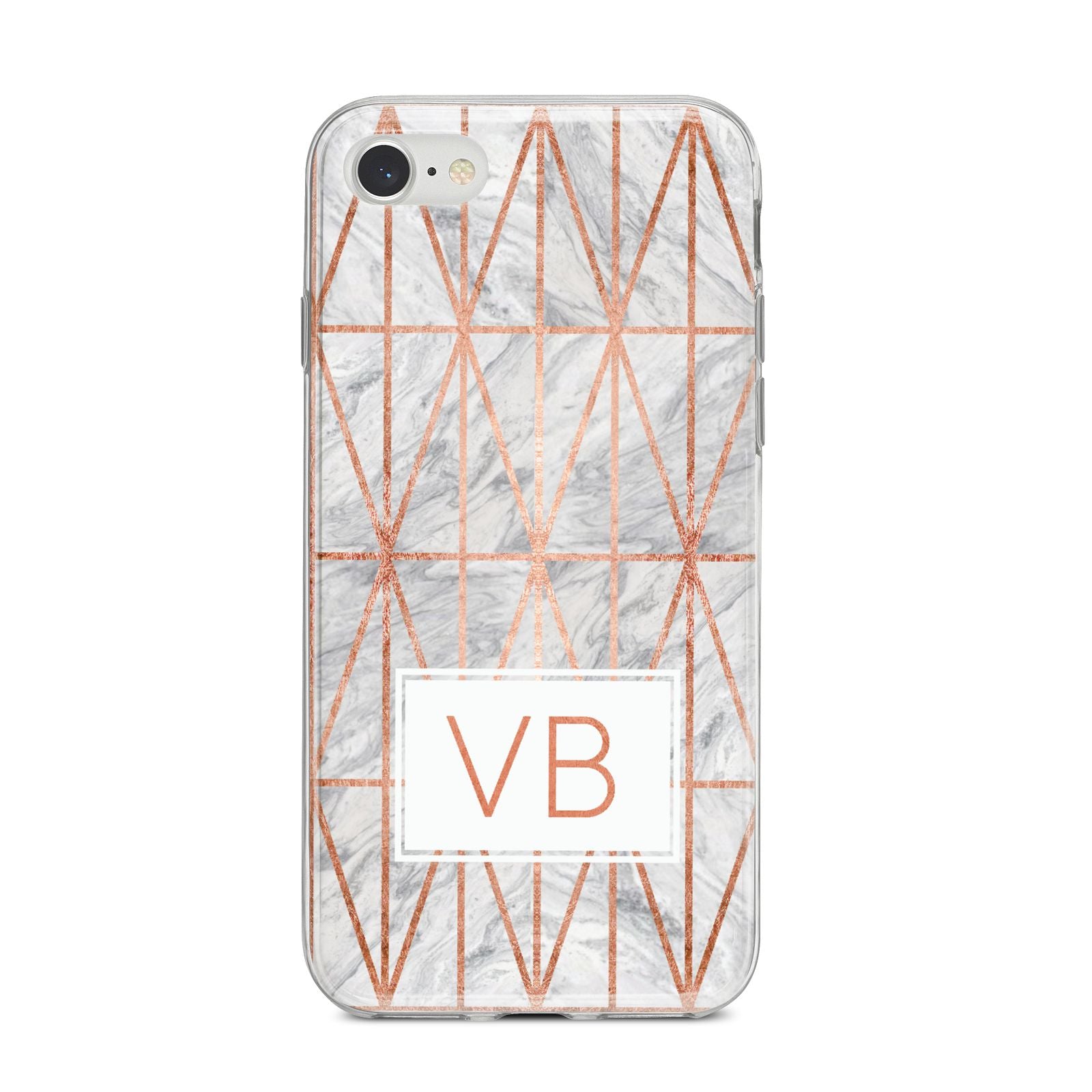 Personalised Triangular Marble Initials iPhone 8 Bumper Case on Silver iPhone