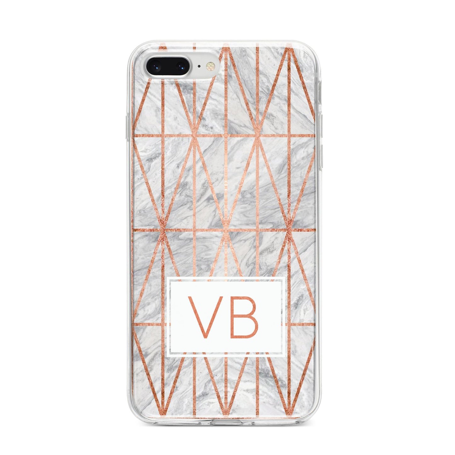 Personalised Triangular Marble Initials iPhone 8 Plus Bumper Case on Silver iPhone
