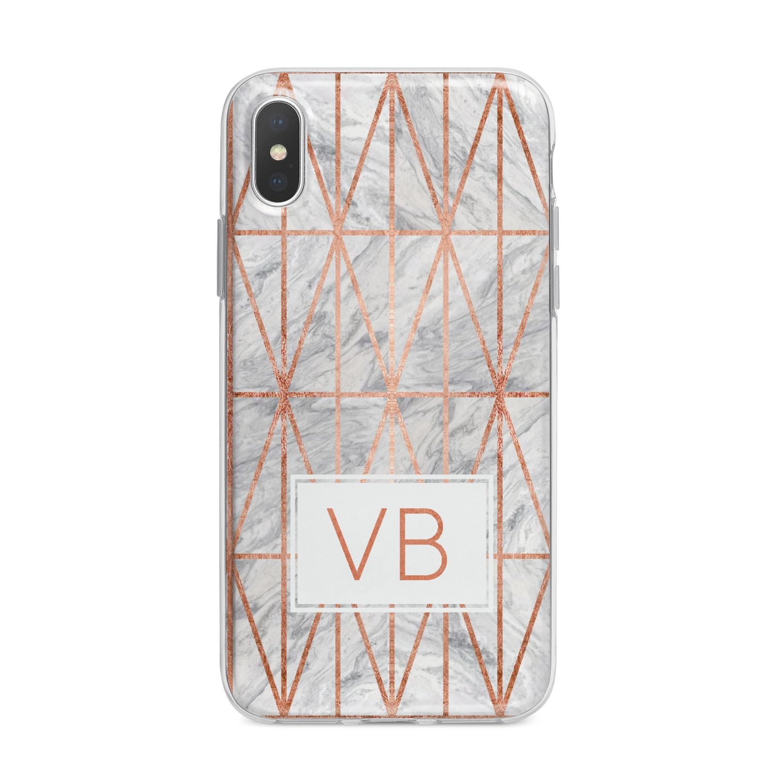 Personalised Triangular Marble Initials iPhone X Bumper Case on Silver iPhone Alternative Image 1
