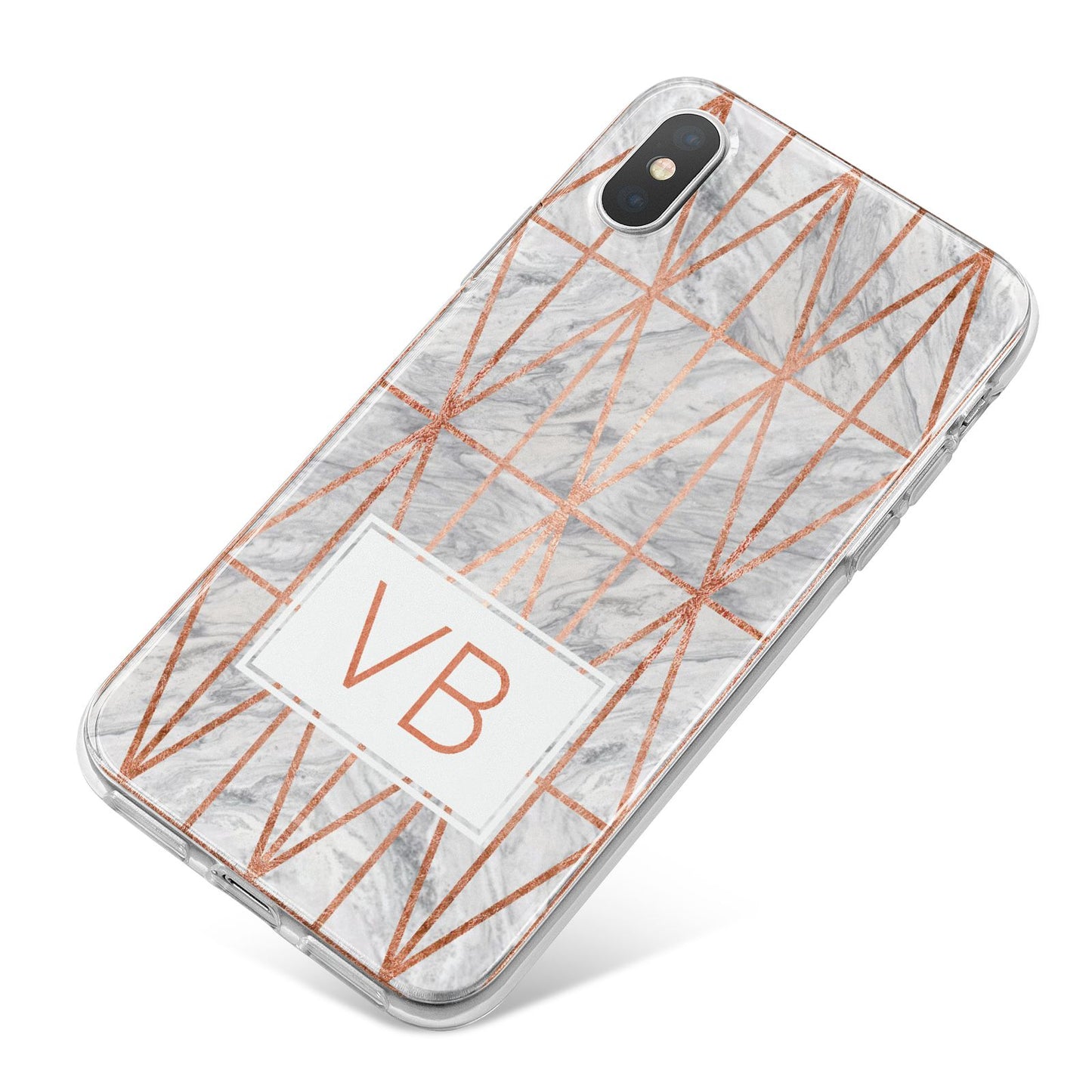 Personalised Triangular Marble Initials iPhone X Bumper Case on Silver iPhone
