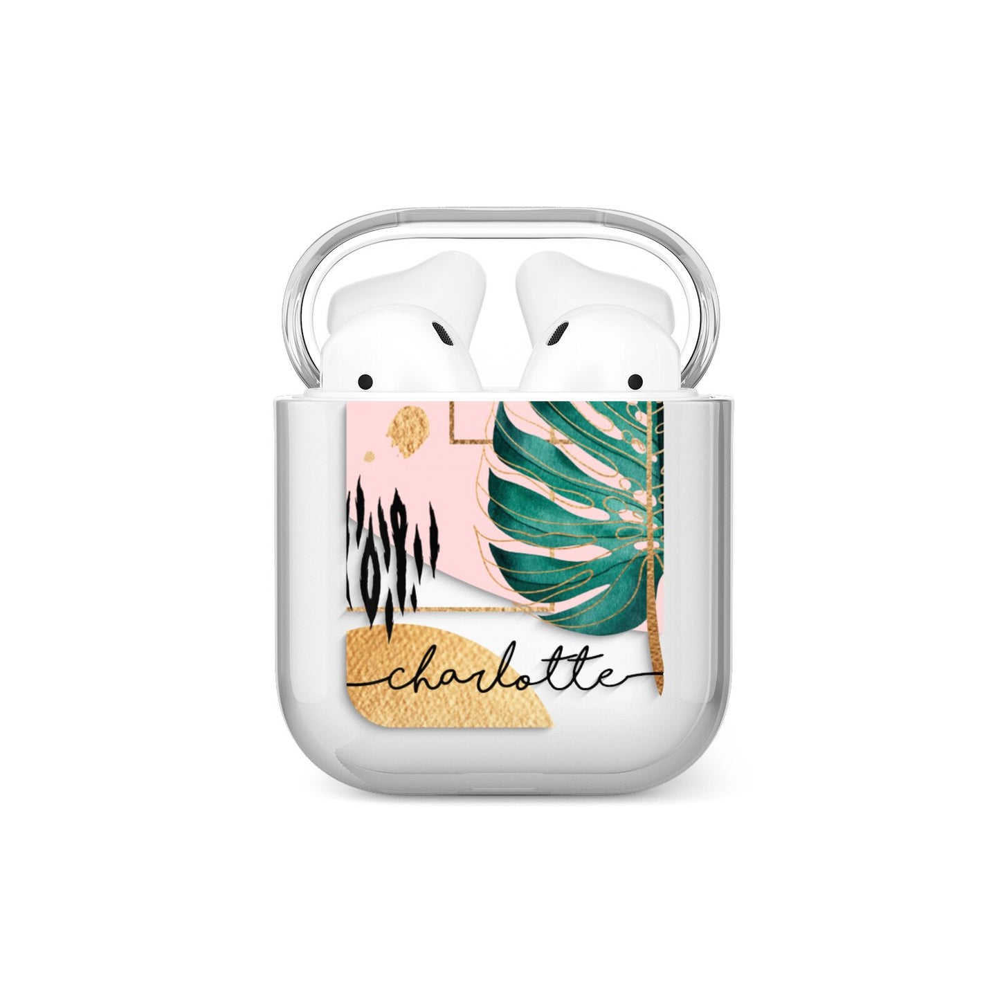 Personalised Tropical Fan Leaf AirPods Case