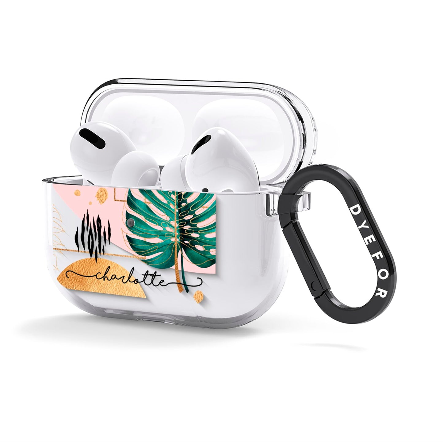 Personalised Tropical Fan Leaf AirPods Clear Case 3rd Gen Side Image