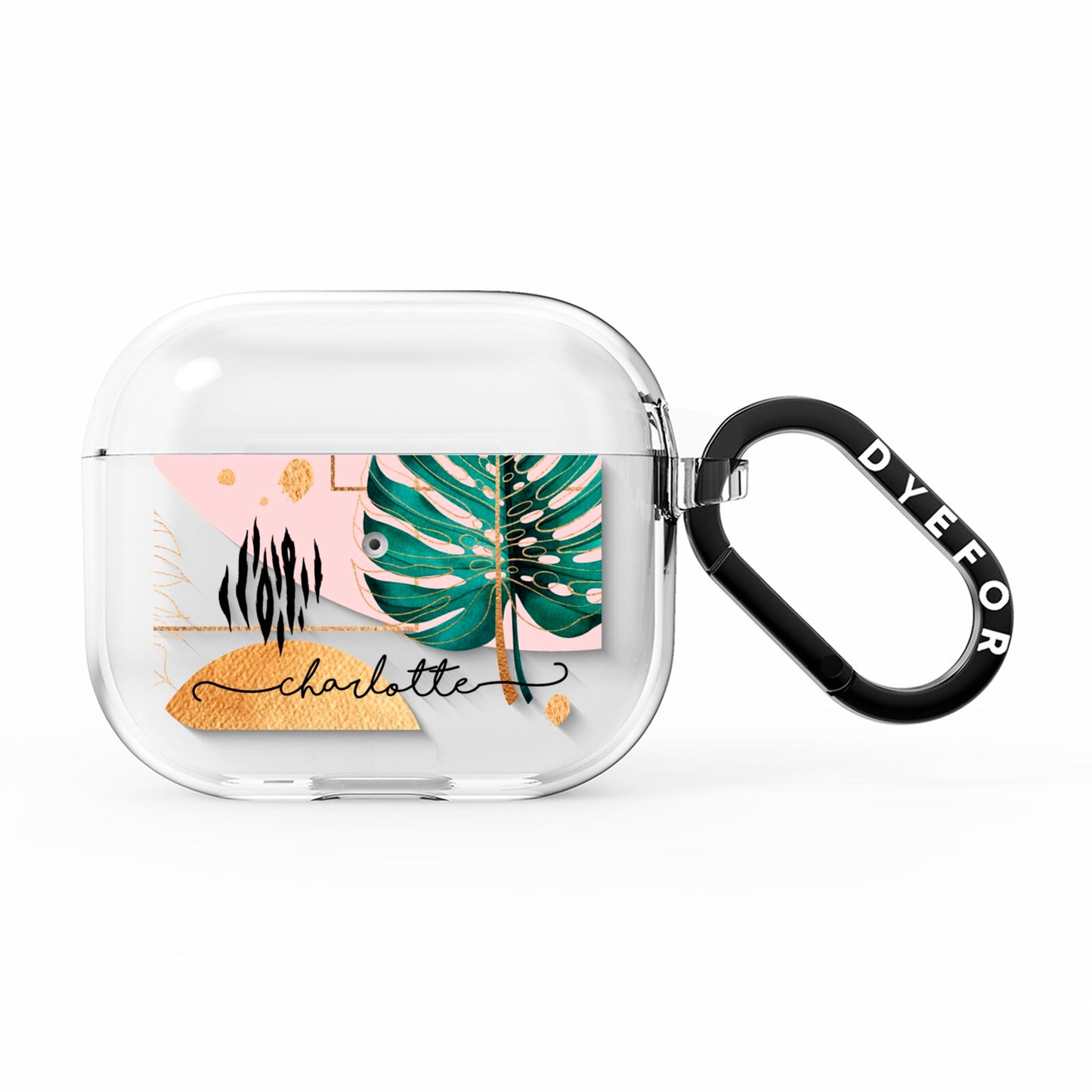 Personalised Tropical Fan Leaf AirPods Clear Case 3rd Gen