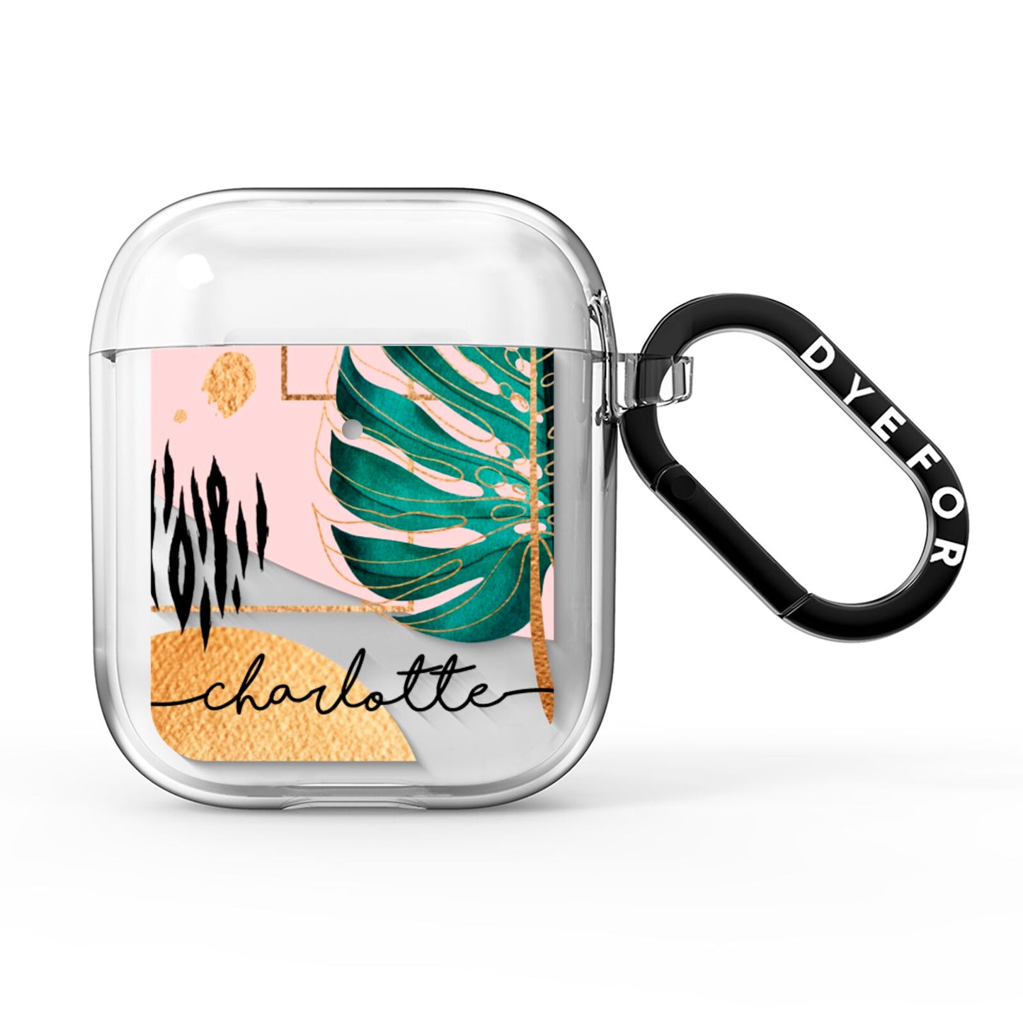 Personalised Tropical Fan Leaf AirPods Clear Case