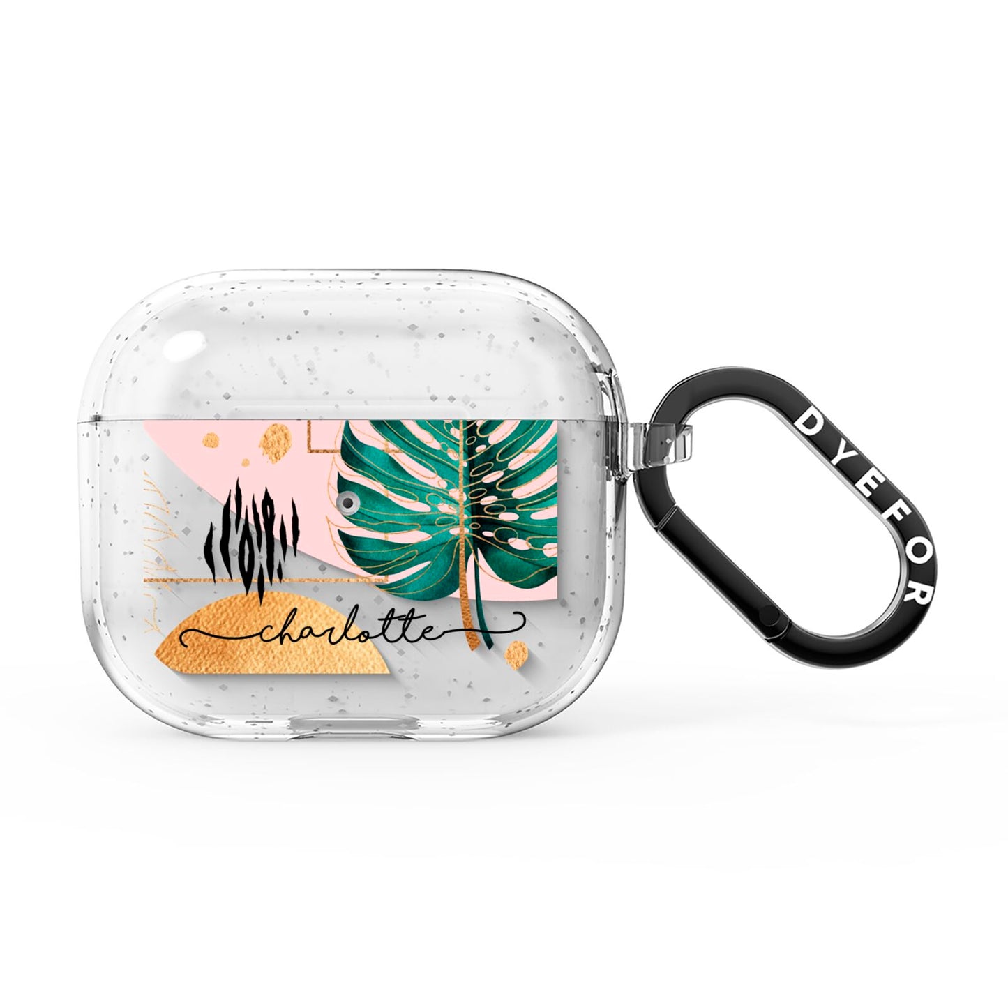 Personalised Tropical Fan Leaf AirPods Glitter Case 3rd Gen