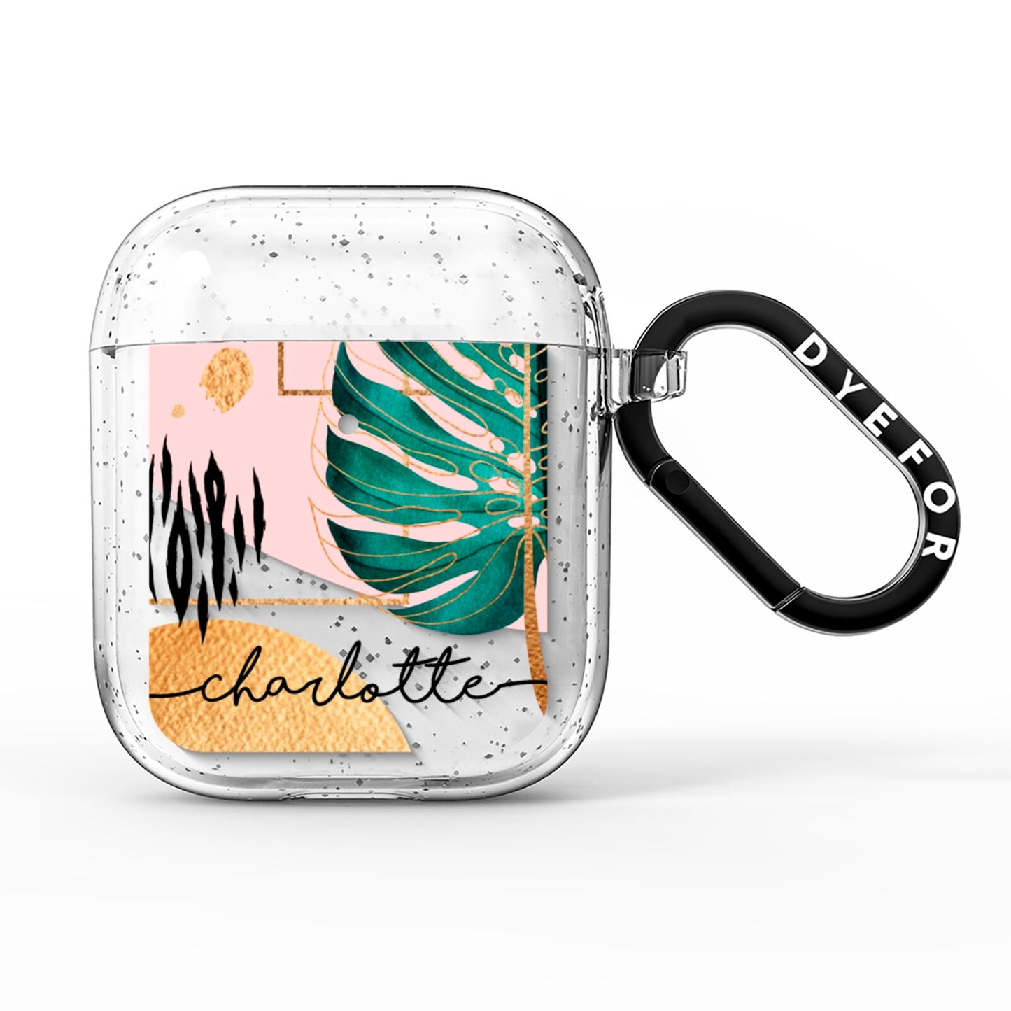 Personalised Tropical Fan Leaf AirPods Glitter Case