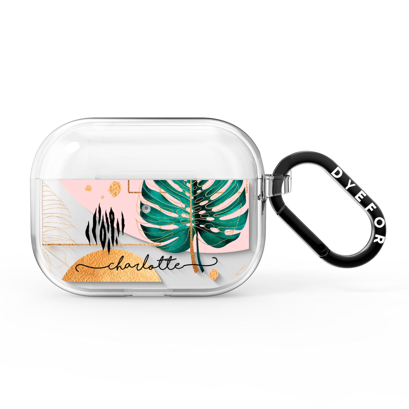 Personalised Tropical Fan Leaf AirPods Pro Clear Case